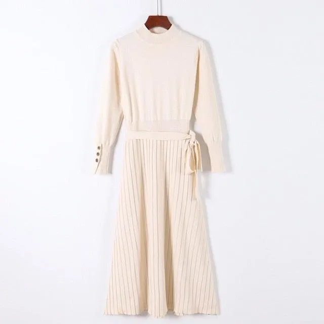 A Line Knitted Warm Sweater Dress