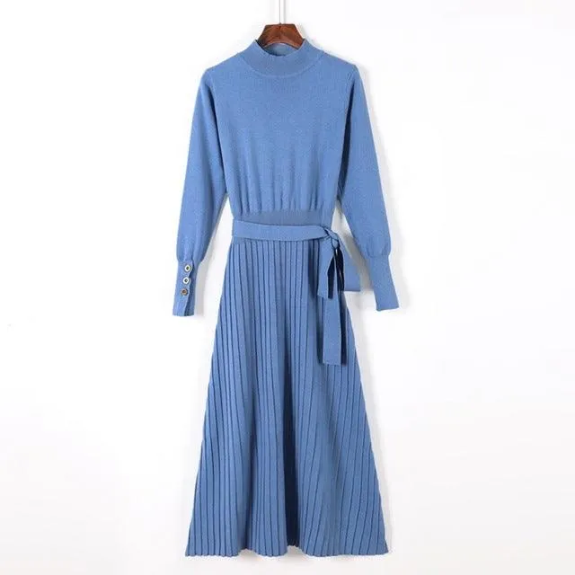 A Line Knitted Warm Sweater Dress