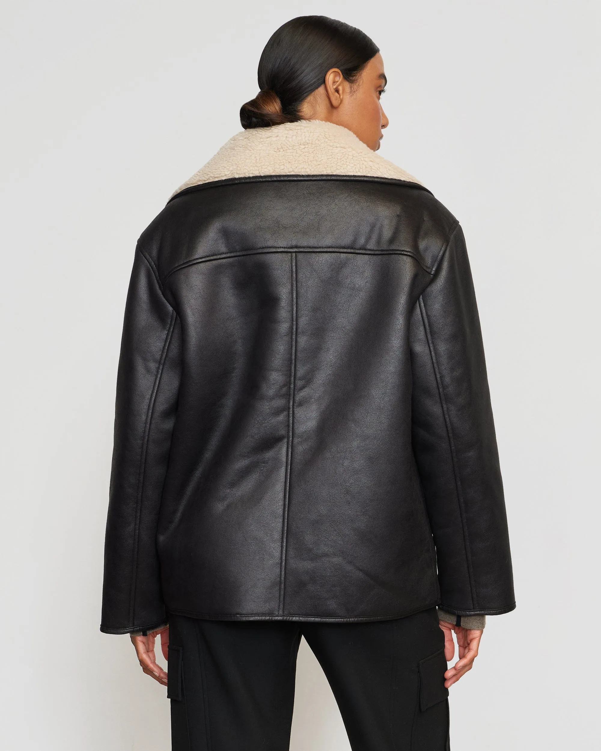 Alec Vegan Leather Shearling Coat