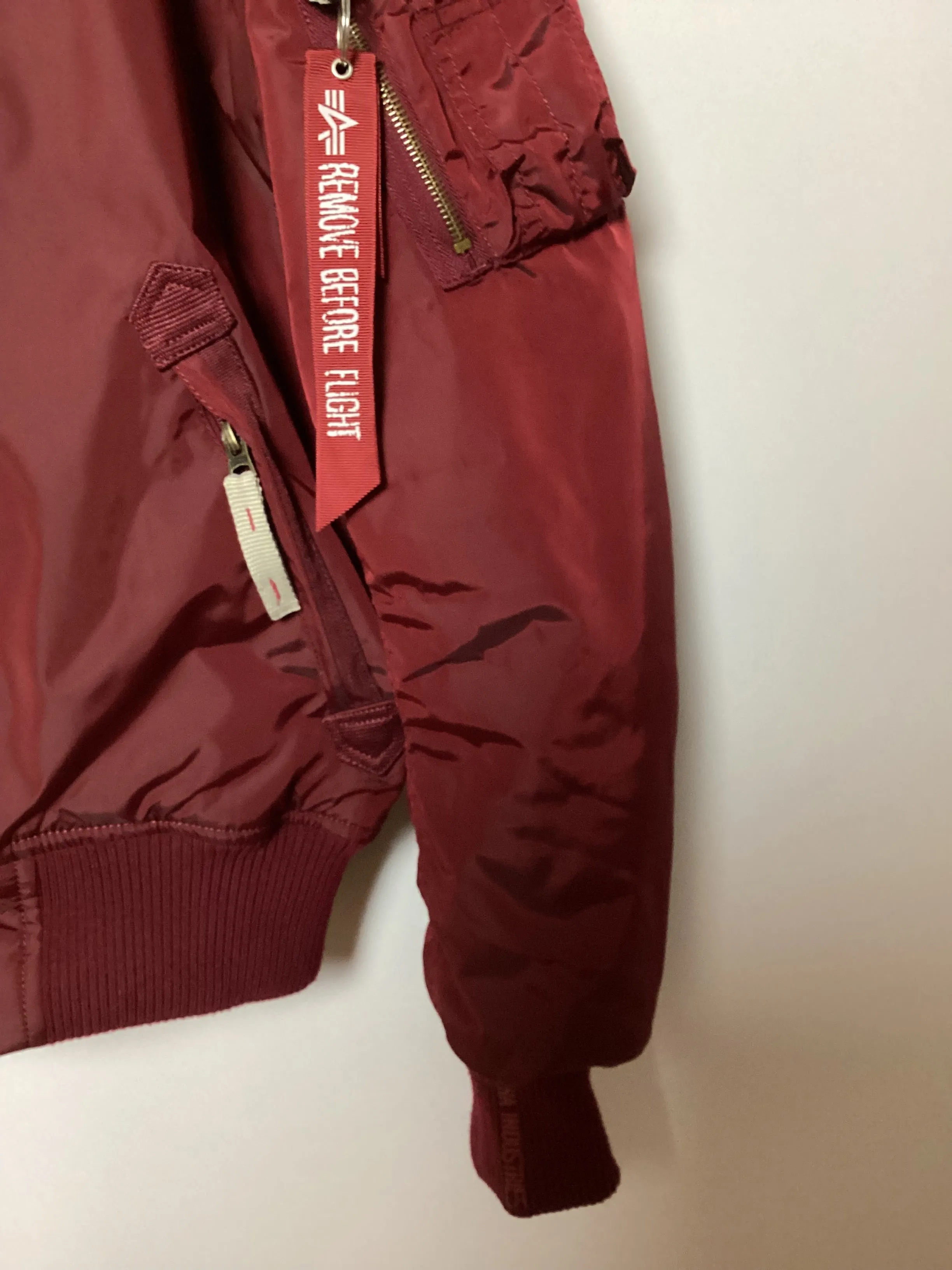 Alpha Industries Shearling Collar Red Jacket Size M