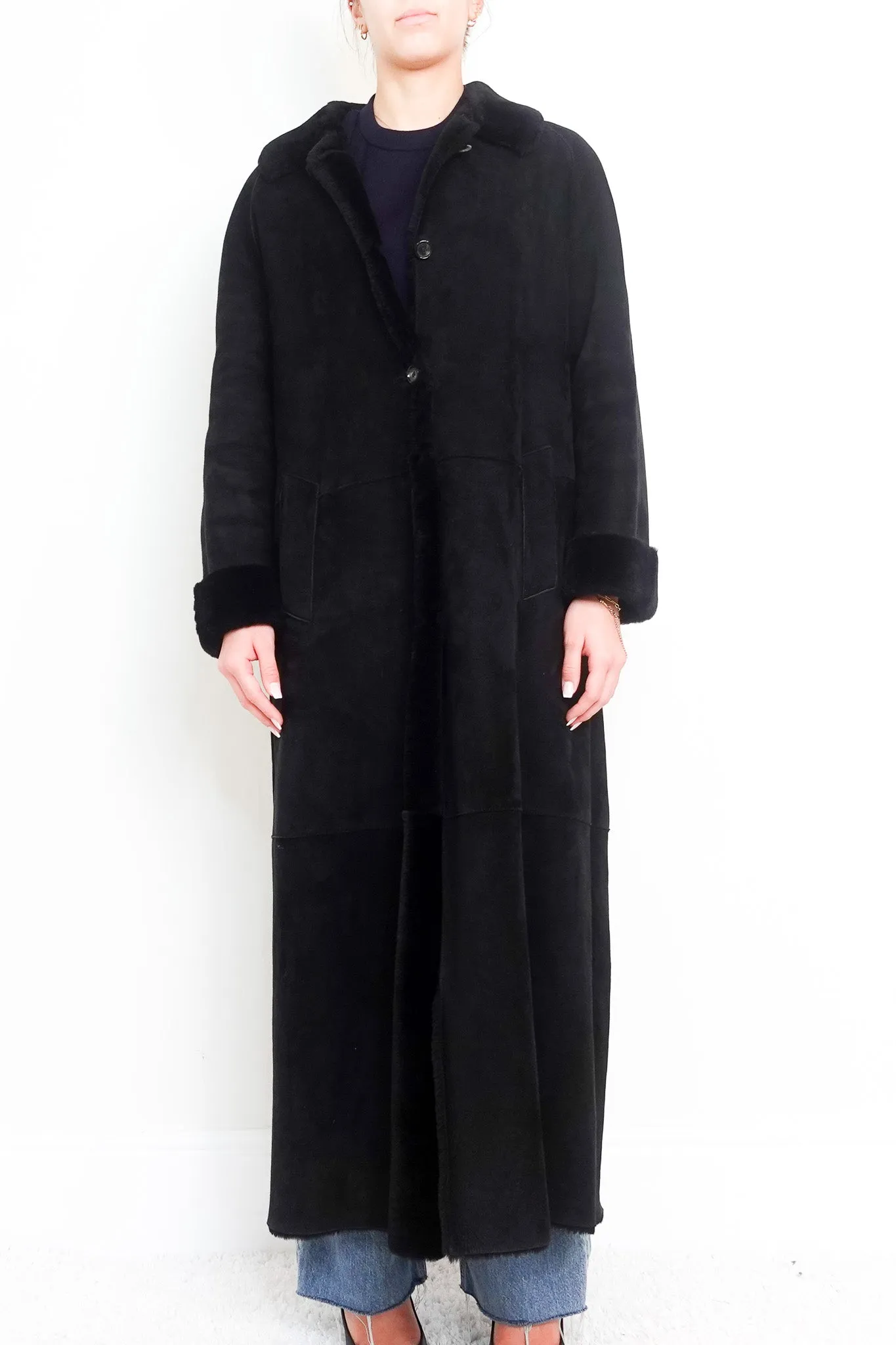 Black shearling coat RRP £3000