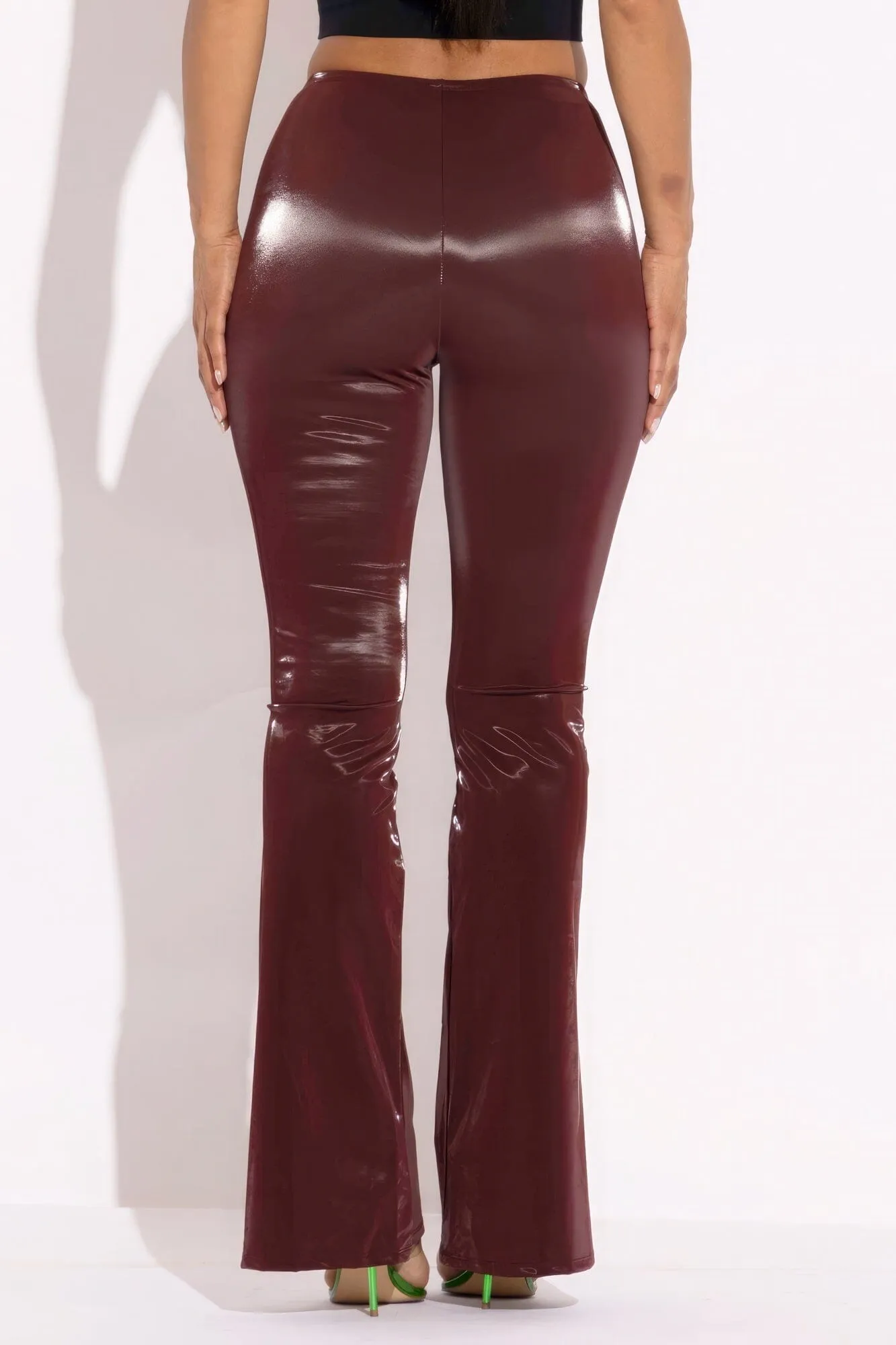 Burgundy Velvet Flared Pants