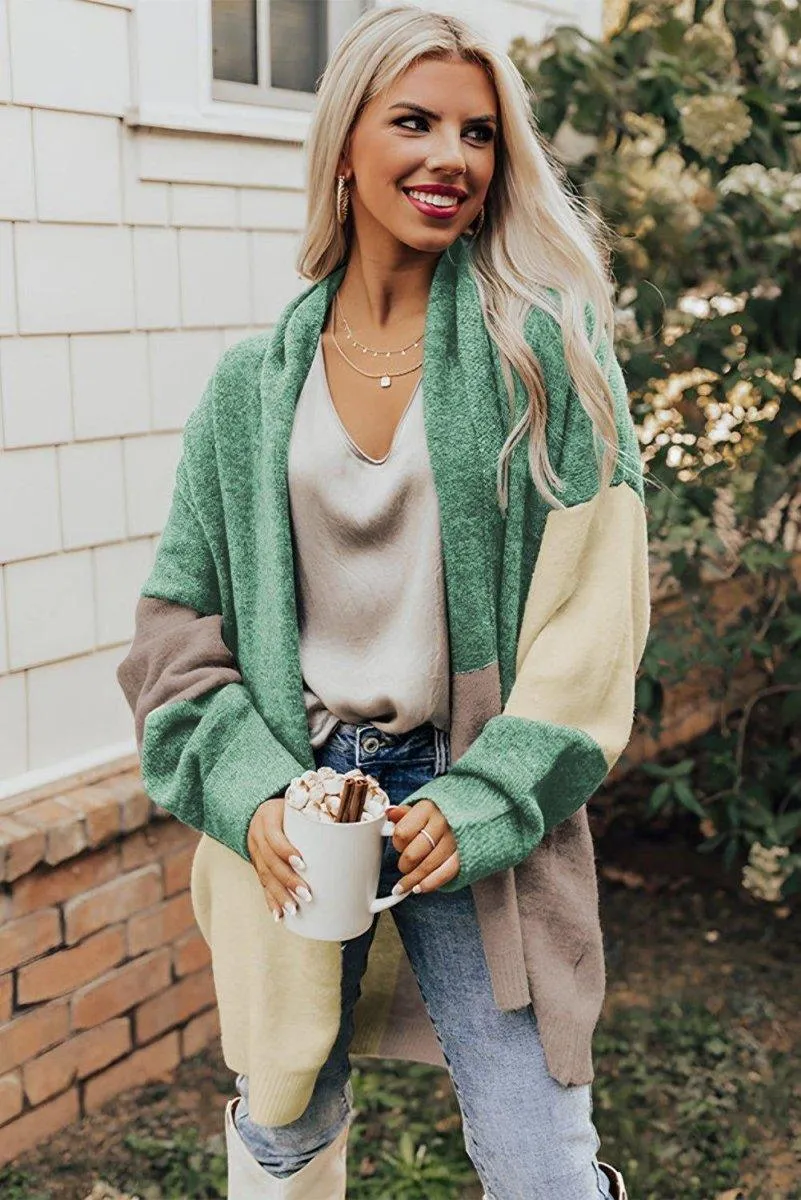 Chunky Green and Cream Cardigan