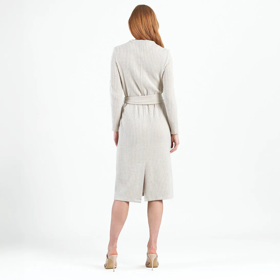 Chunky Ribbed - Tie Waist Pocket Midi Sweater Dress - Sand - Final Sale!