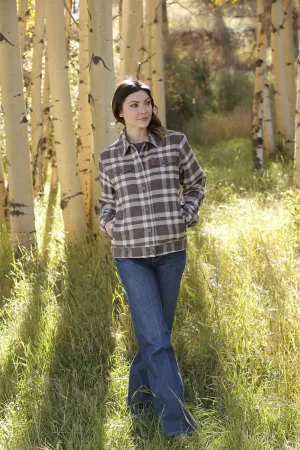 Cinch Women's Gray and Brown Plaid Trucker Jacket