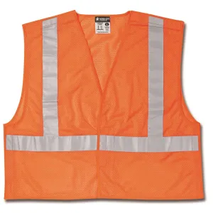 CL2MOX4 MCR Class 2,Tear-Away,Polyester Mesh Safety Vest,2" Silver Stripe,Orange