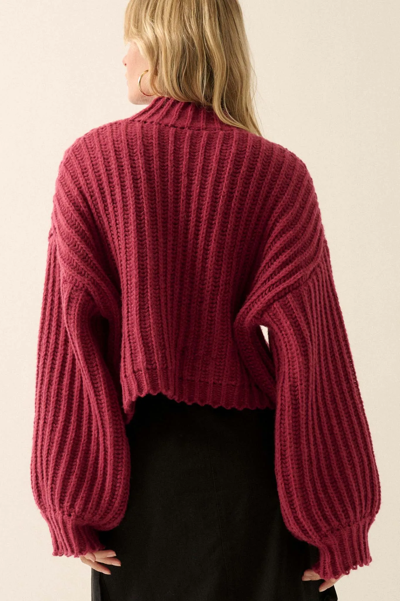 Cozy in Love Chunky Ribbed Knit Mock Neck Sweater