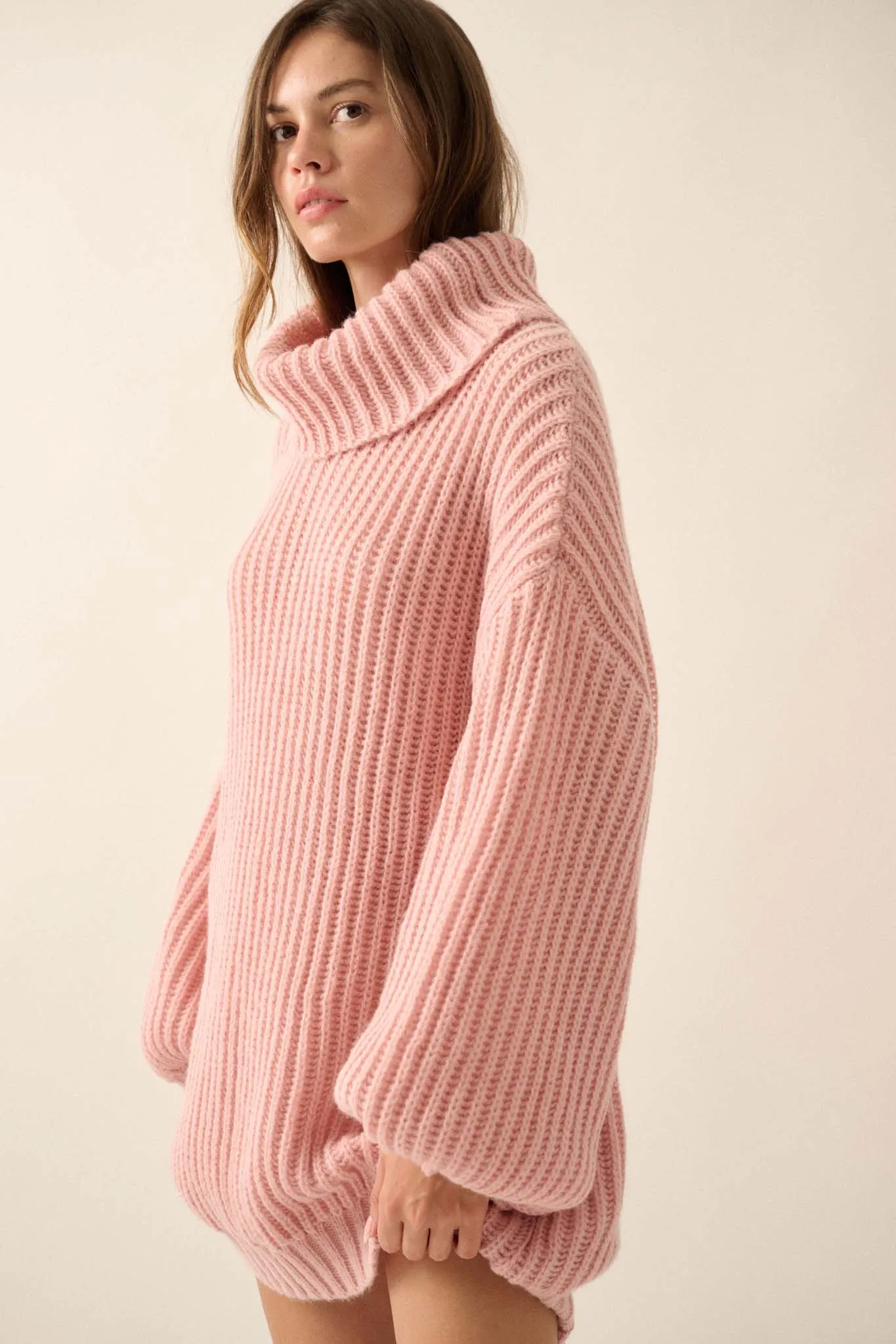 Cozy Up Chunky Knit Oversize Cowl-Neck Sweater