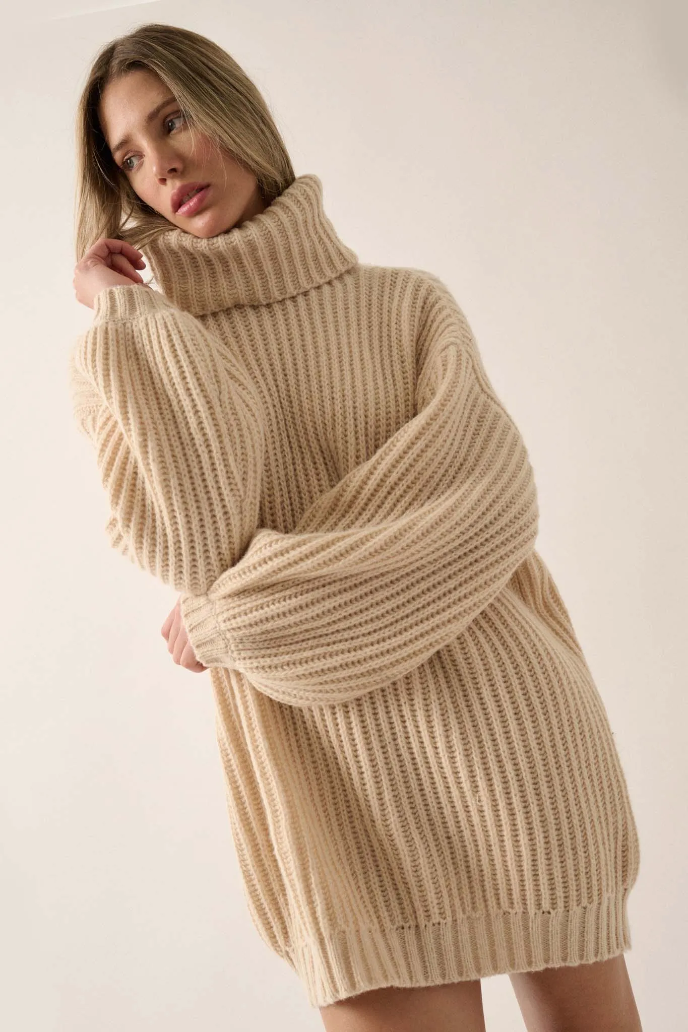 Cozy Up Chunky Knit Oversize Cowl-Neck Sweater