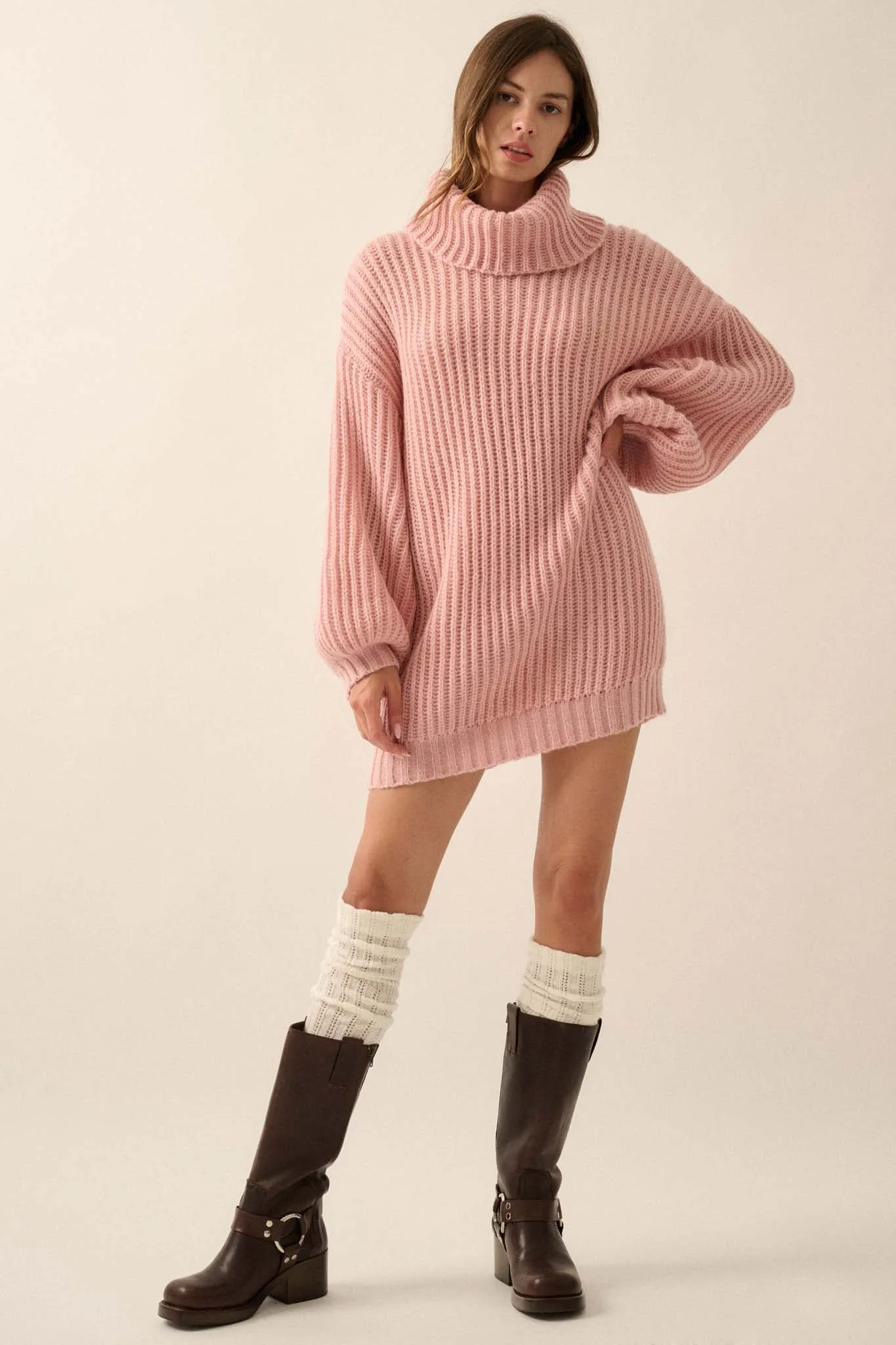 Cozy Up Chunky Knit Oversize Cowl-Neck Sweater