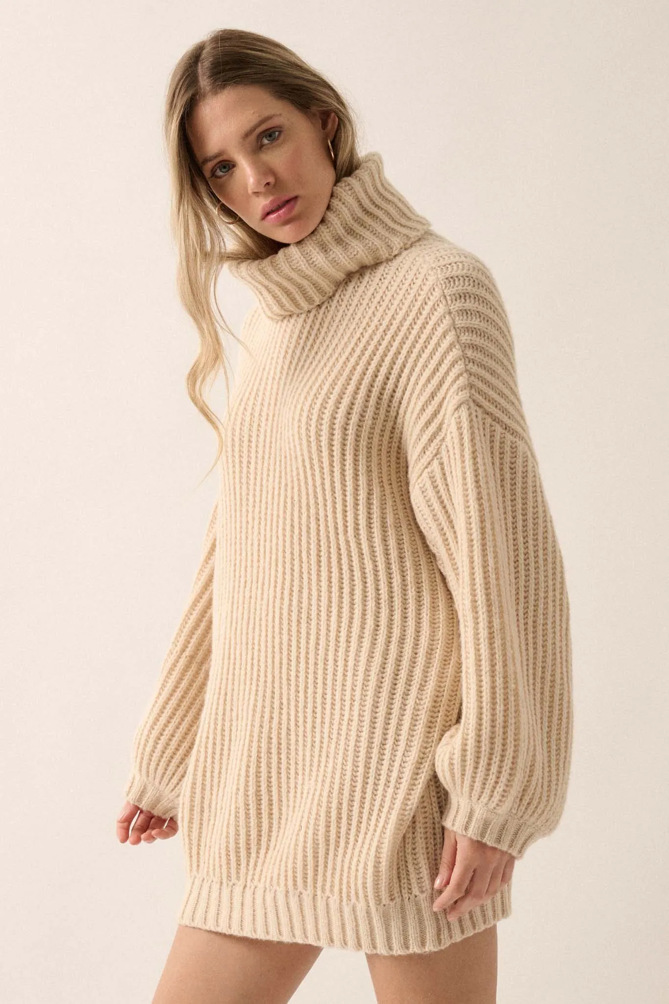 Cozy Up Chunky Knit Oversize Cowl-Neck Sweater