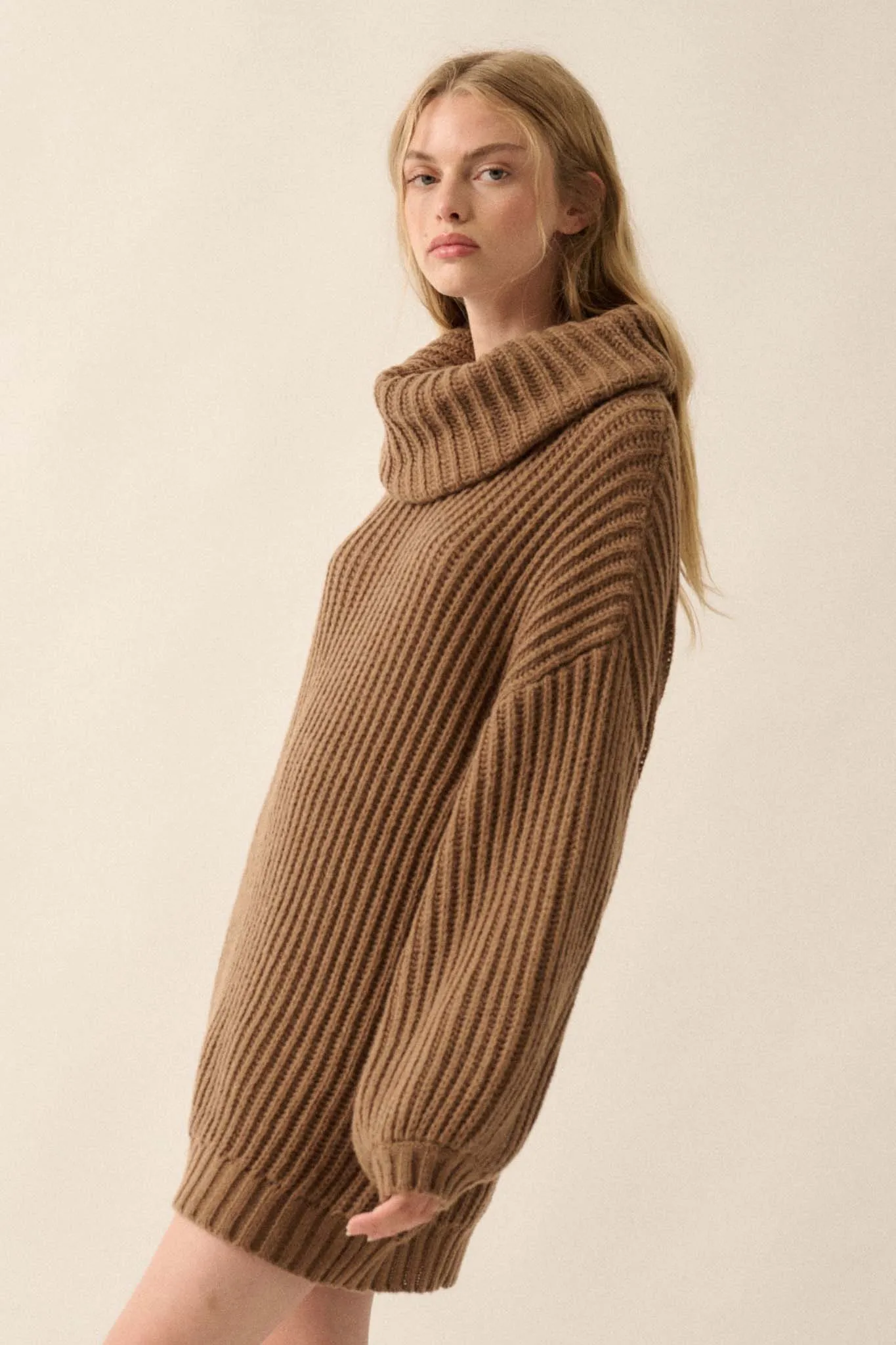 Cozy Up Chunky Knit Oversize Cowl-Neck Sweater