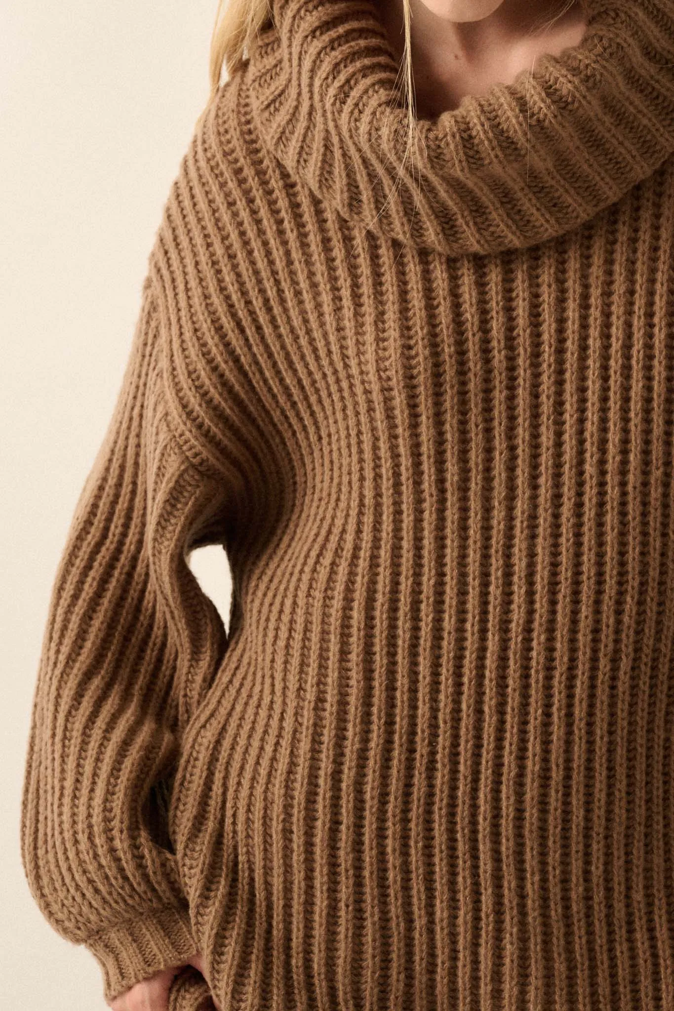 Cozy Up Chunky Knit Oversize Cowl-Neck Sweater