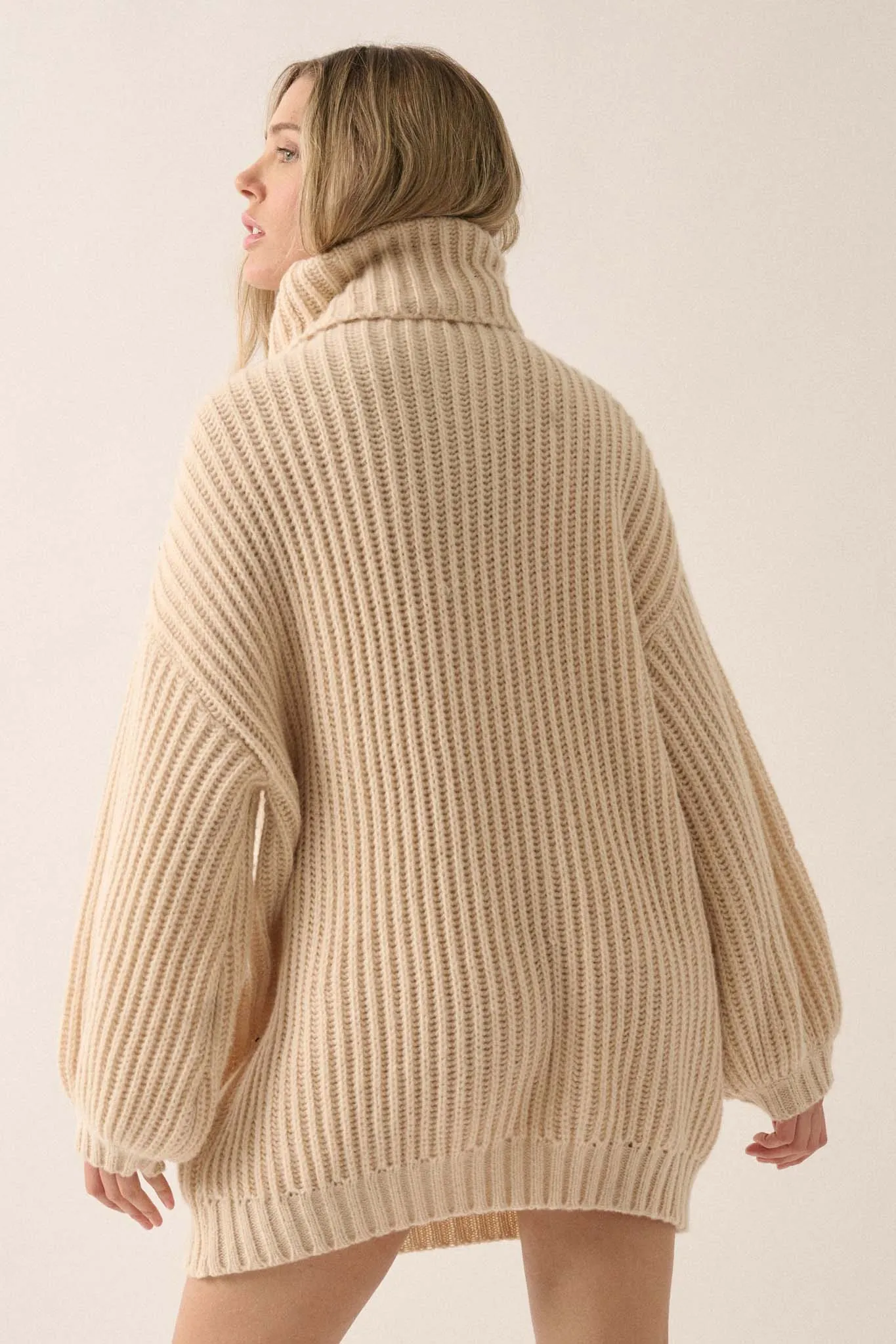 Cozy Up Chunky Knit Oversize Cowl-Neck Sweater