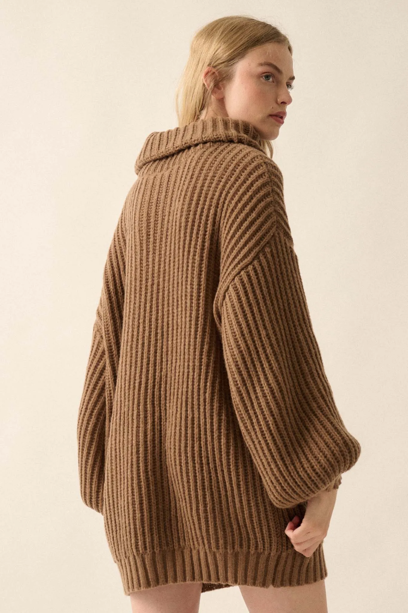 Cozy Up Chunky Knit Oversize Cowl-Neck Sweater