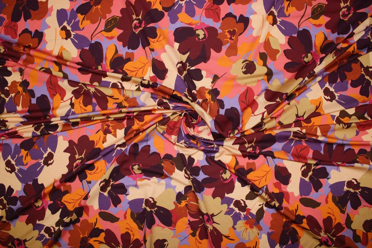 Floral French Rayon Jersey - Warm Tones