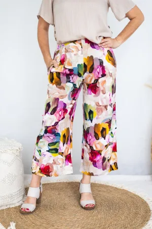 FLORAL MONET WIDE LEG PANT