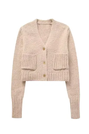 'Gina' Soft Knitted V-Neck Short Cardigan