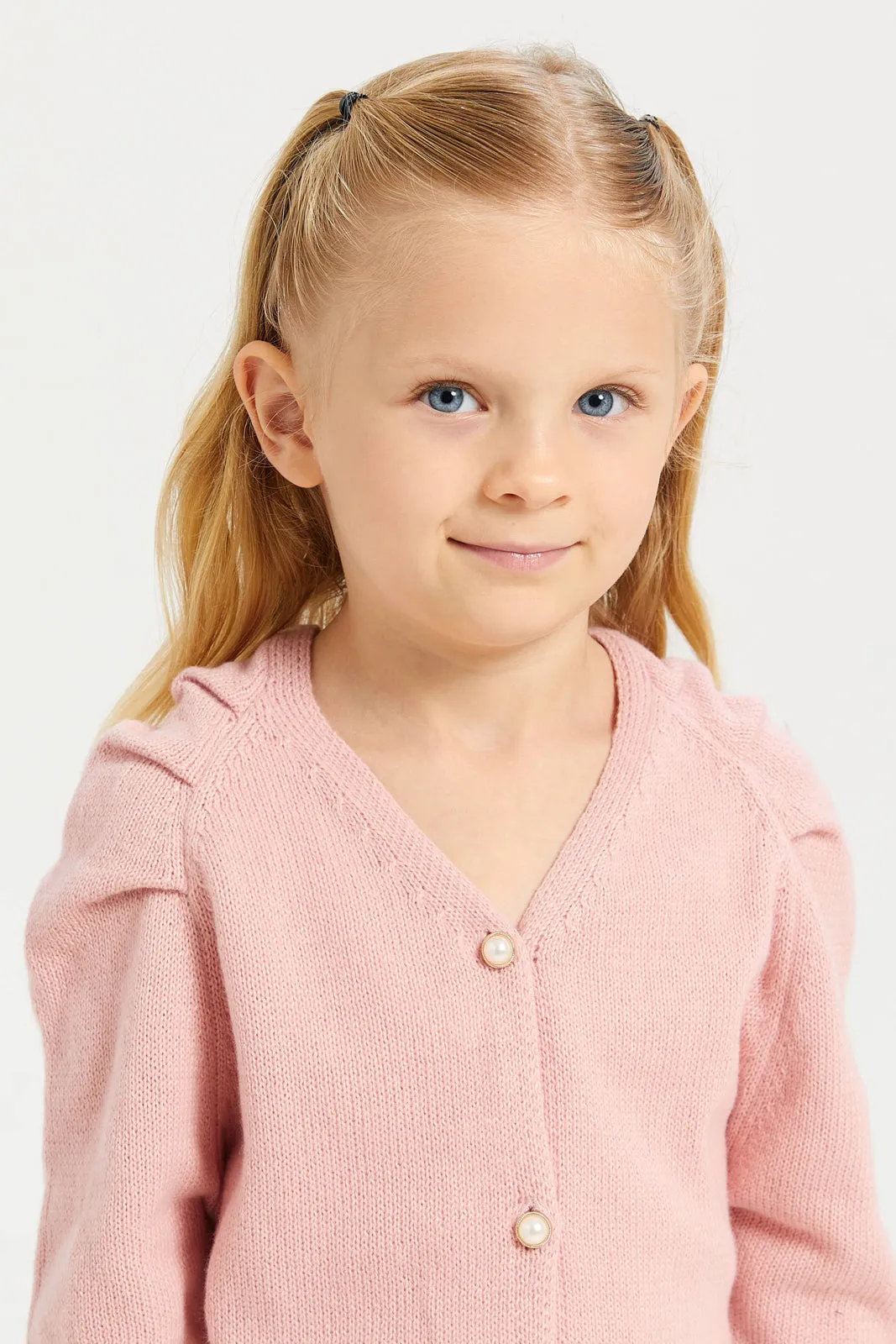 Girls Pink Cardigan Sweater