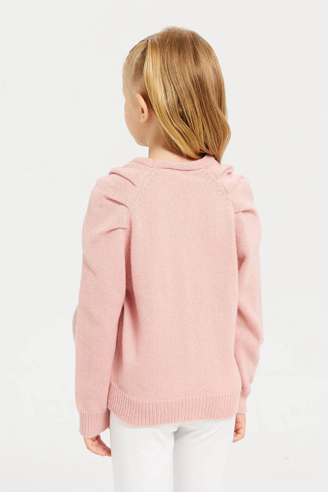 Girls Pink Cardigan Sweater