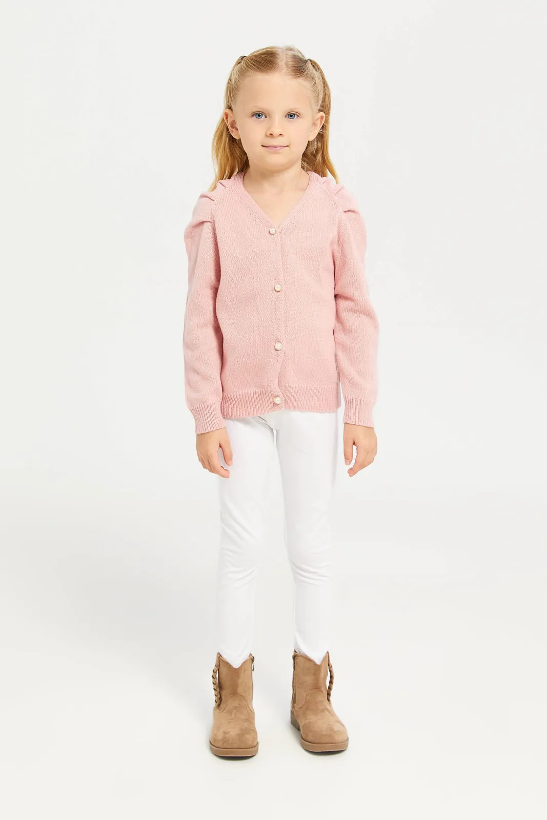 Girls Pink Cardigan Sweater