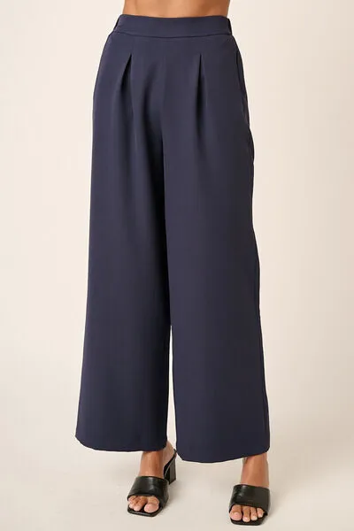 Inverted Pleat Detail Wide Leg Pants