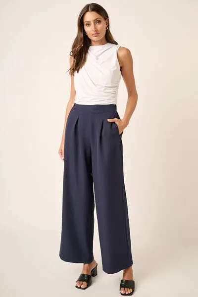 Inverted Pleat Detail Wide Leg Pants