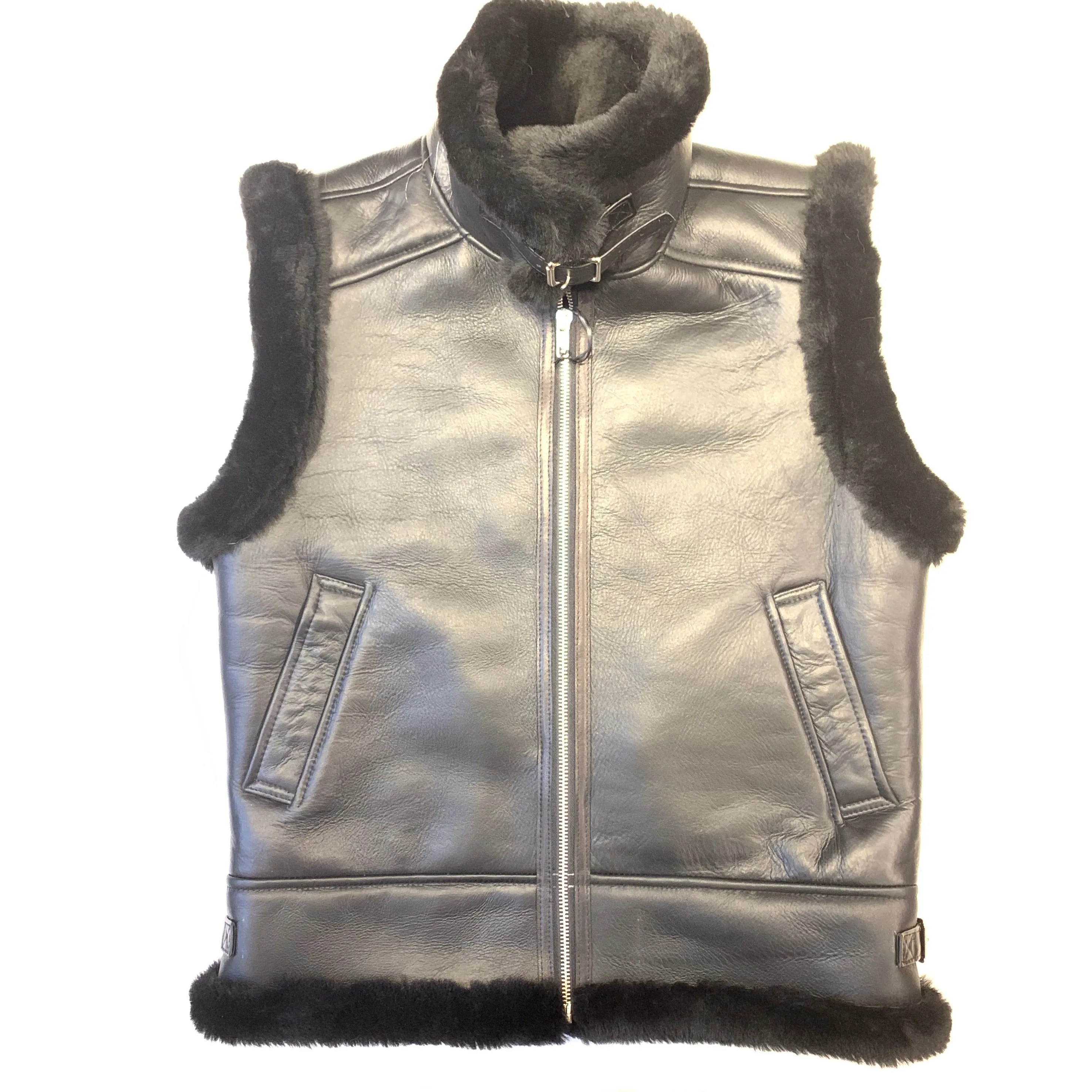 Kashani Jet Black Shearling Vest