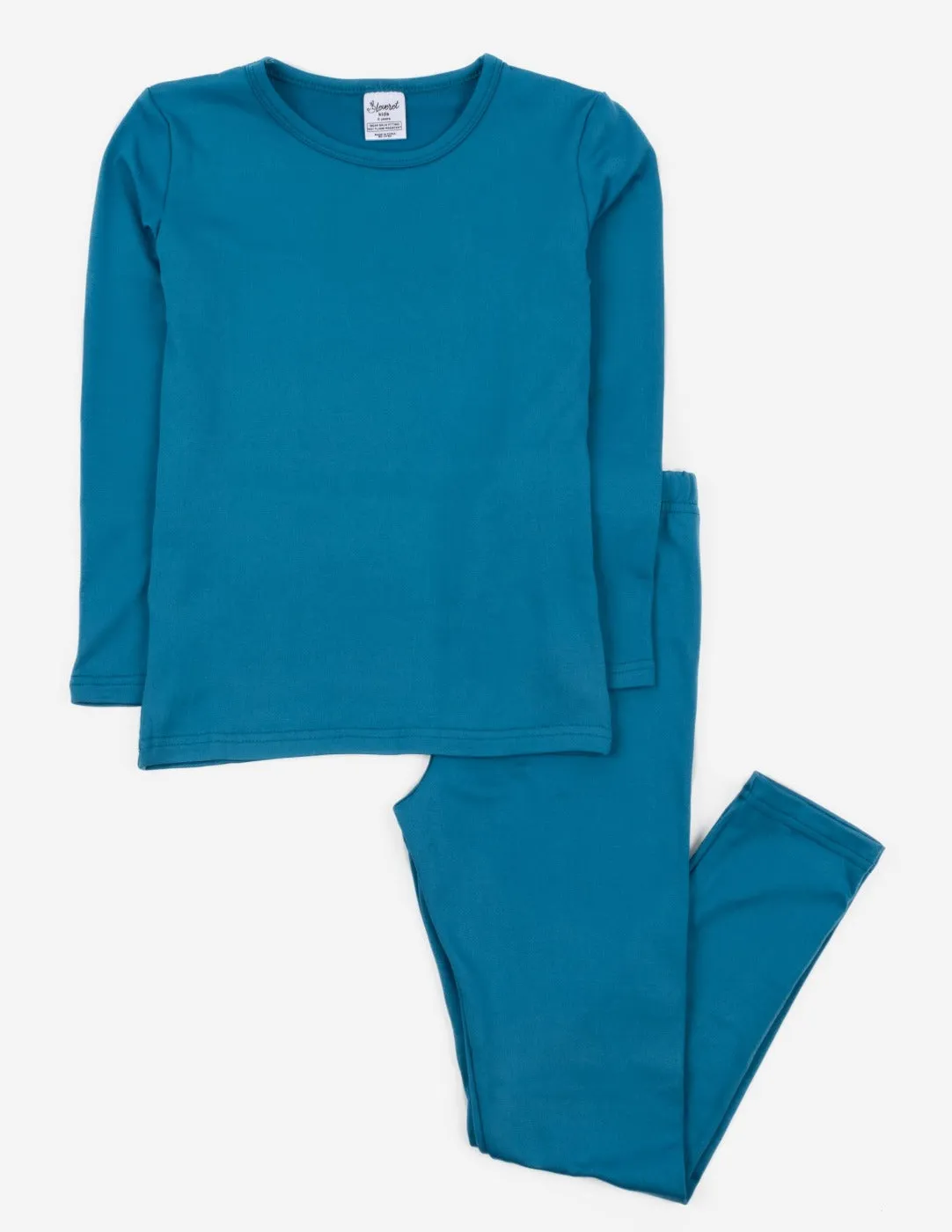 Kid's Boho Solid Color Thermal Pajamas