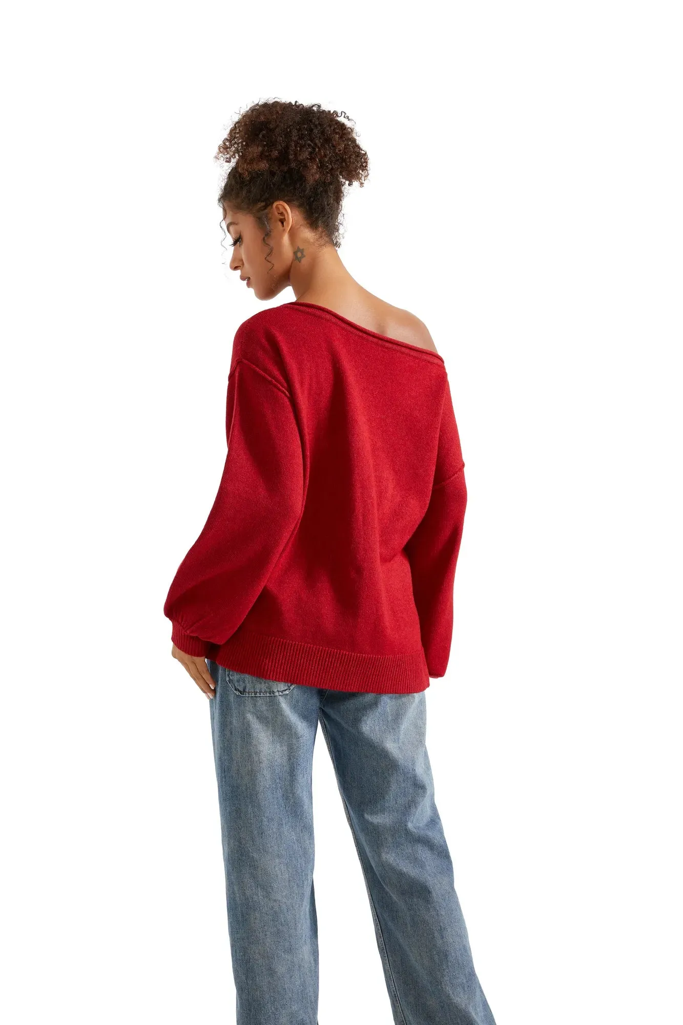 Knit Off Shoulder Sweater Shirts