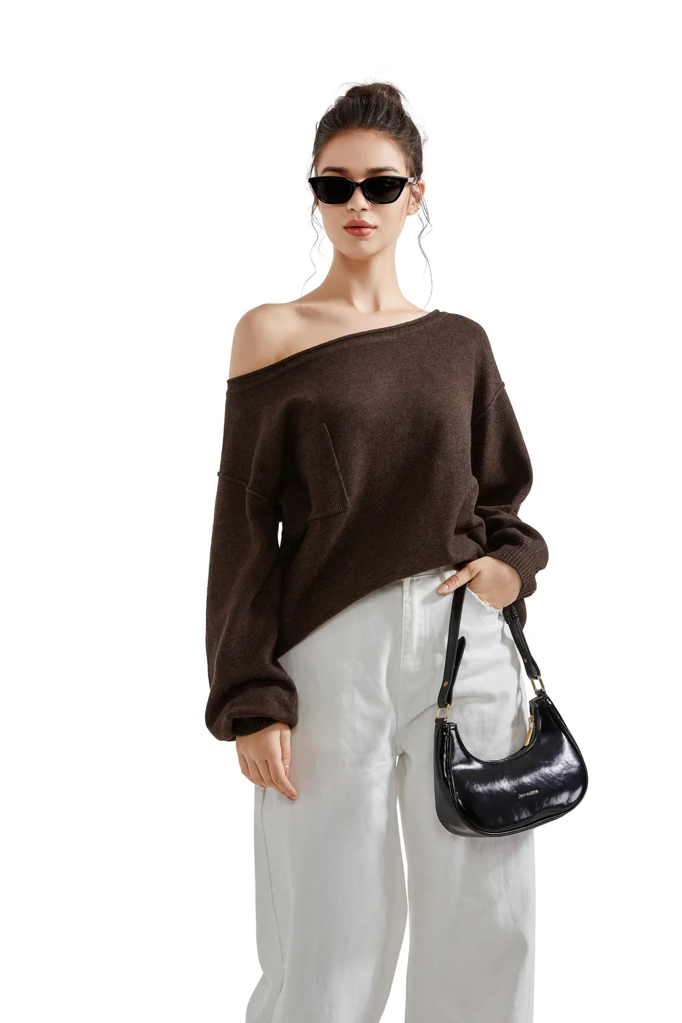 Knit Off Shoulder Sweater Shirts