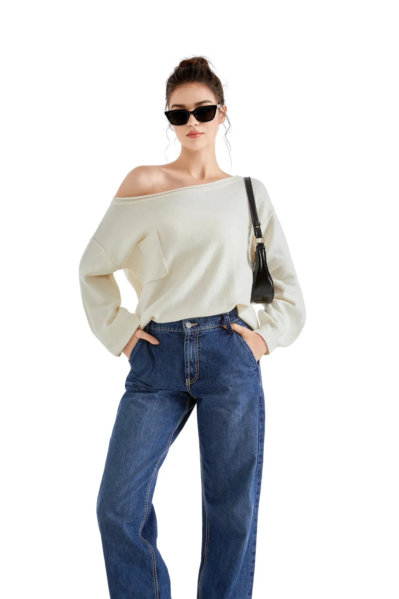 Knit Off Shoulder Sweater Shirts