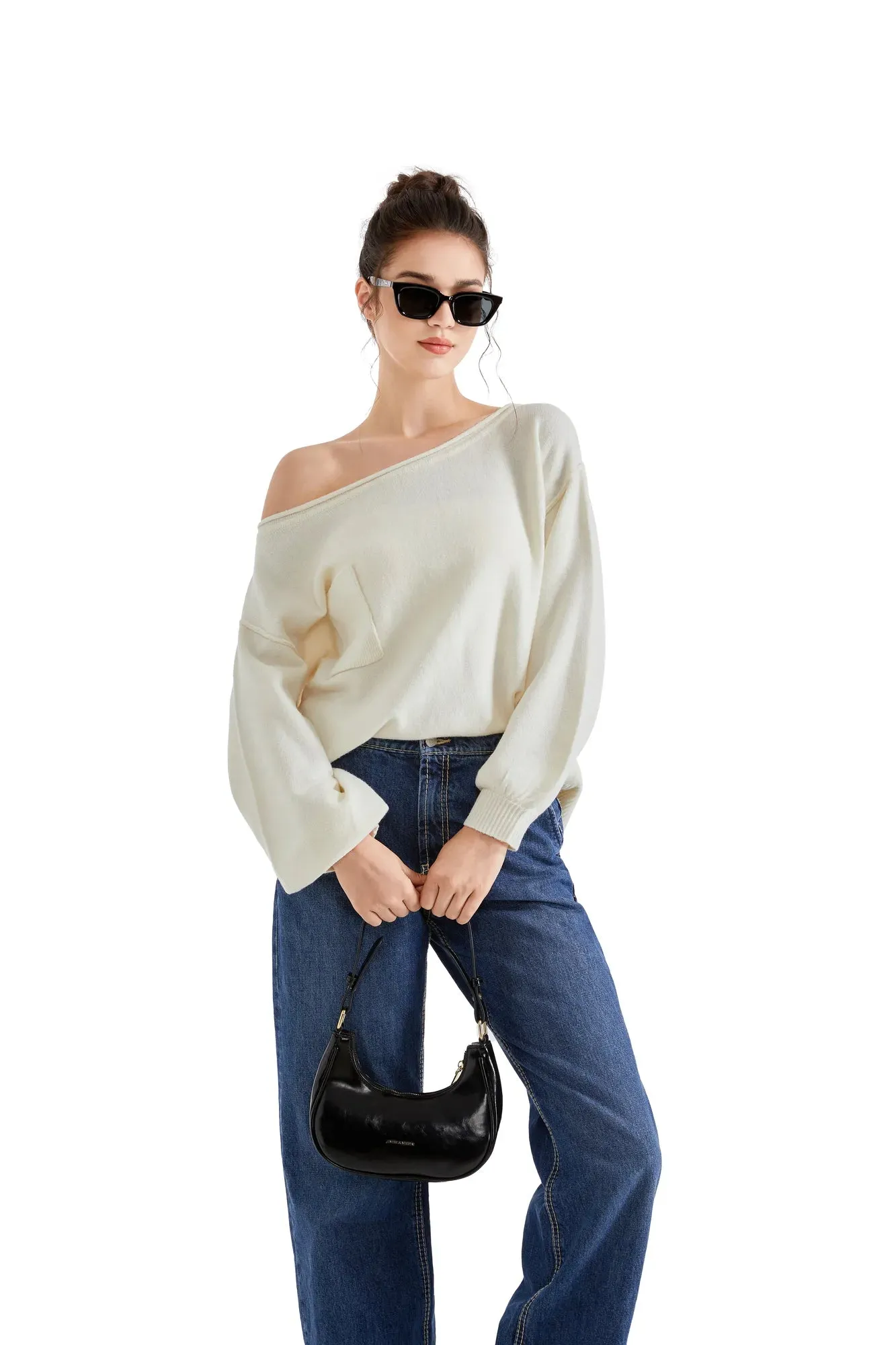 Knit Off Shoulder Sweater Shirts