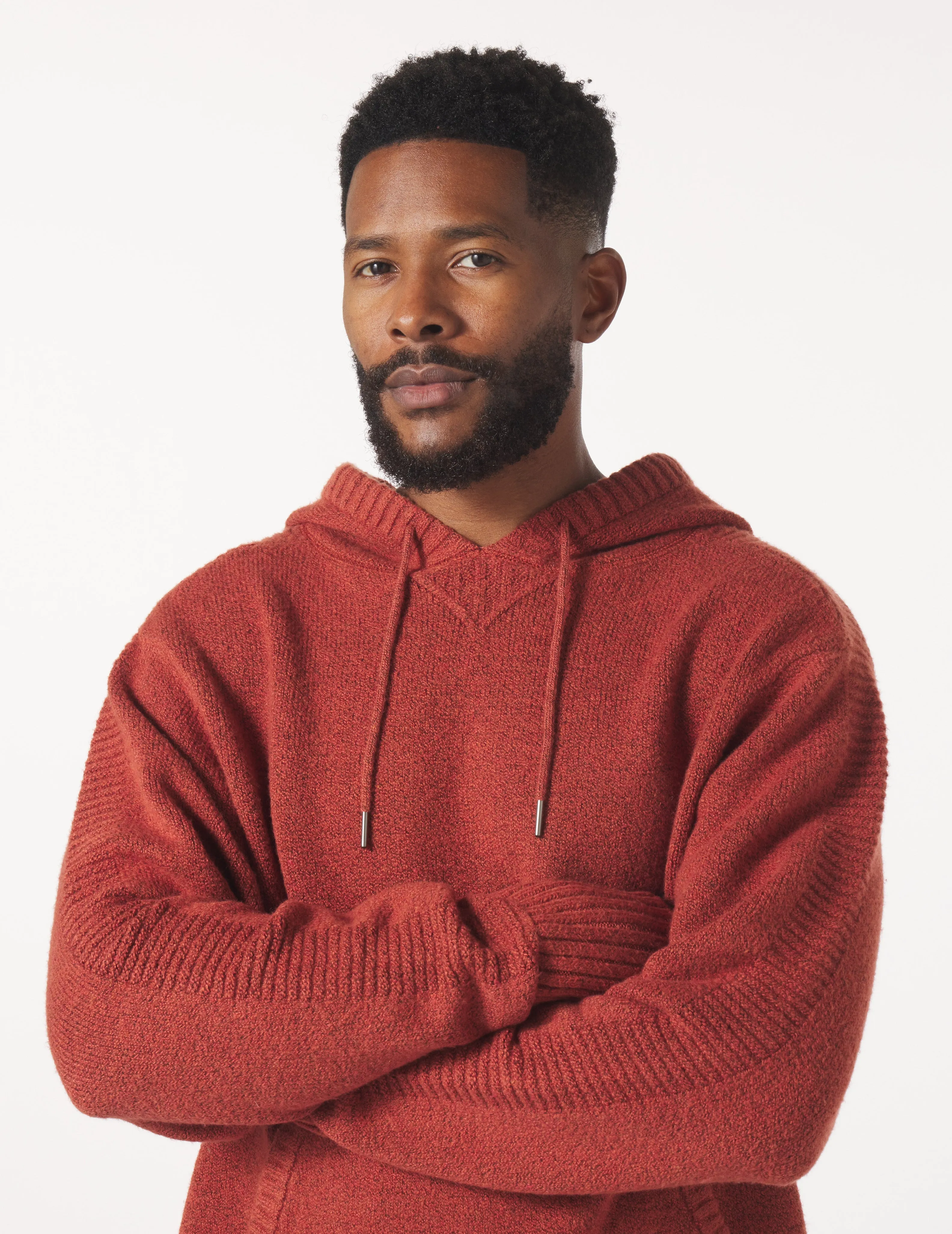 Knit Up Unisex Hoodie: Brick Red