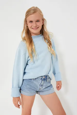 Light Blue Roll Neck Sweater