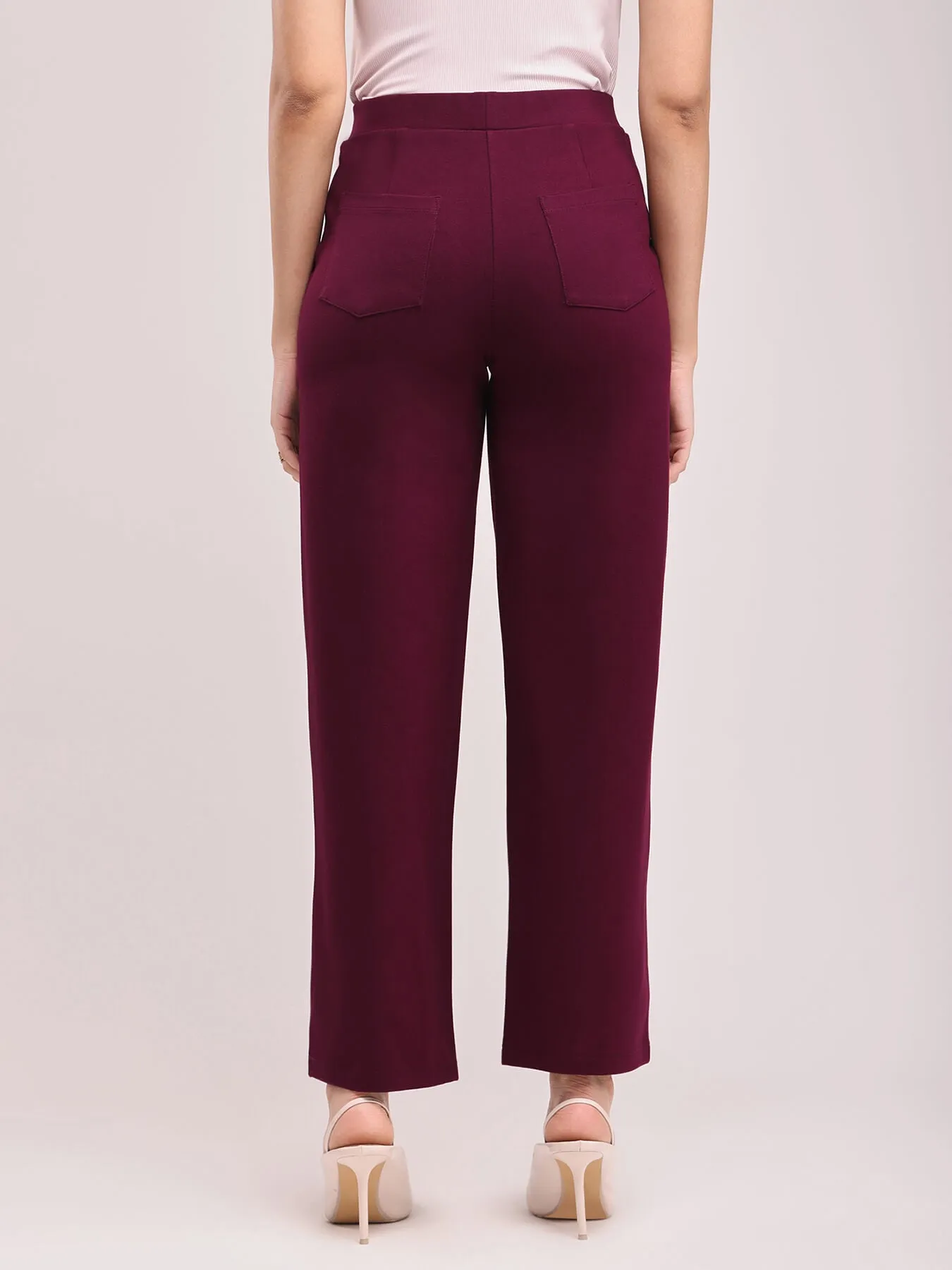 LivIn Wide Leg Pants - Maroon