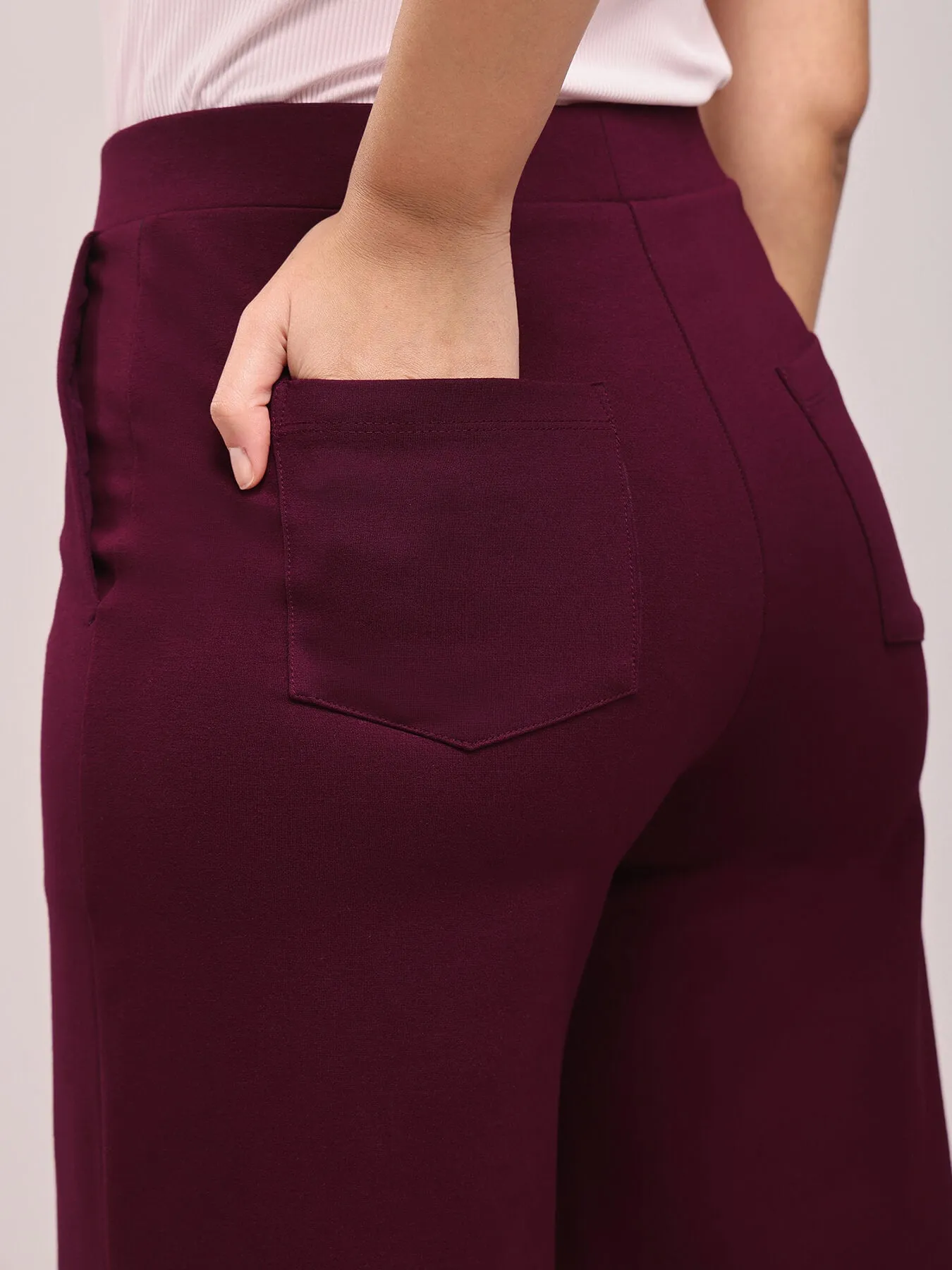 LivIn Wide Leg Pants - Maroon