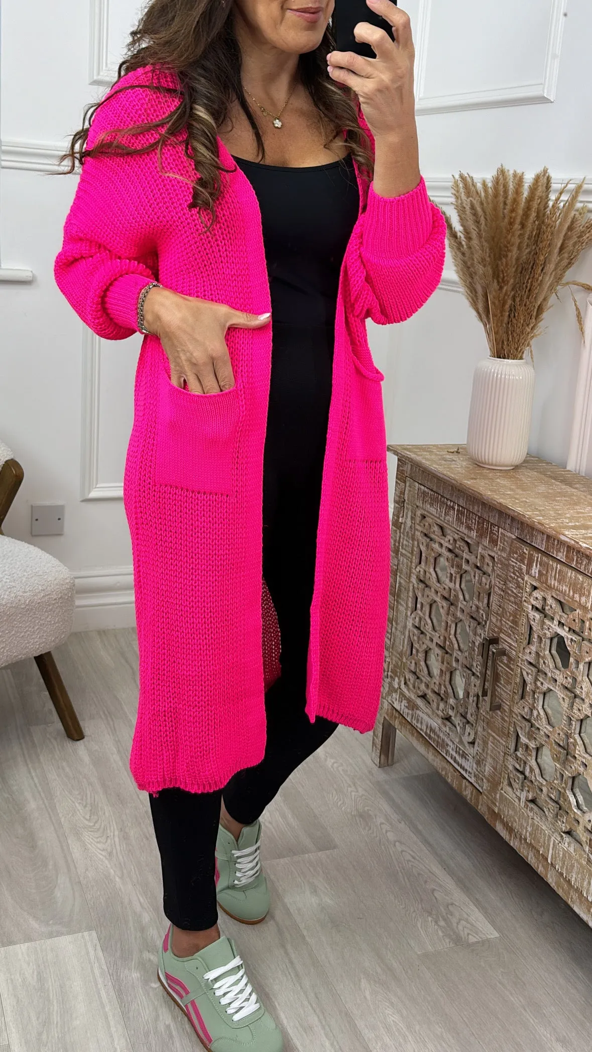 Margaret Fuchsia Longline Cardigan