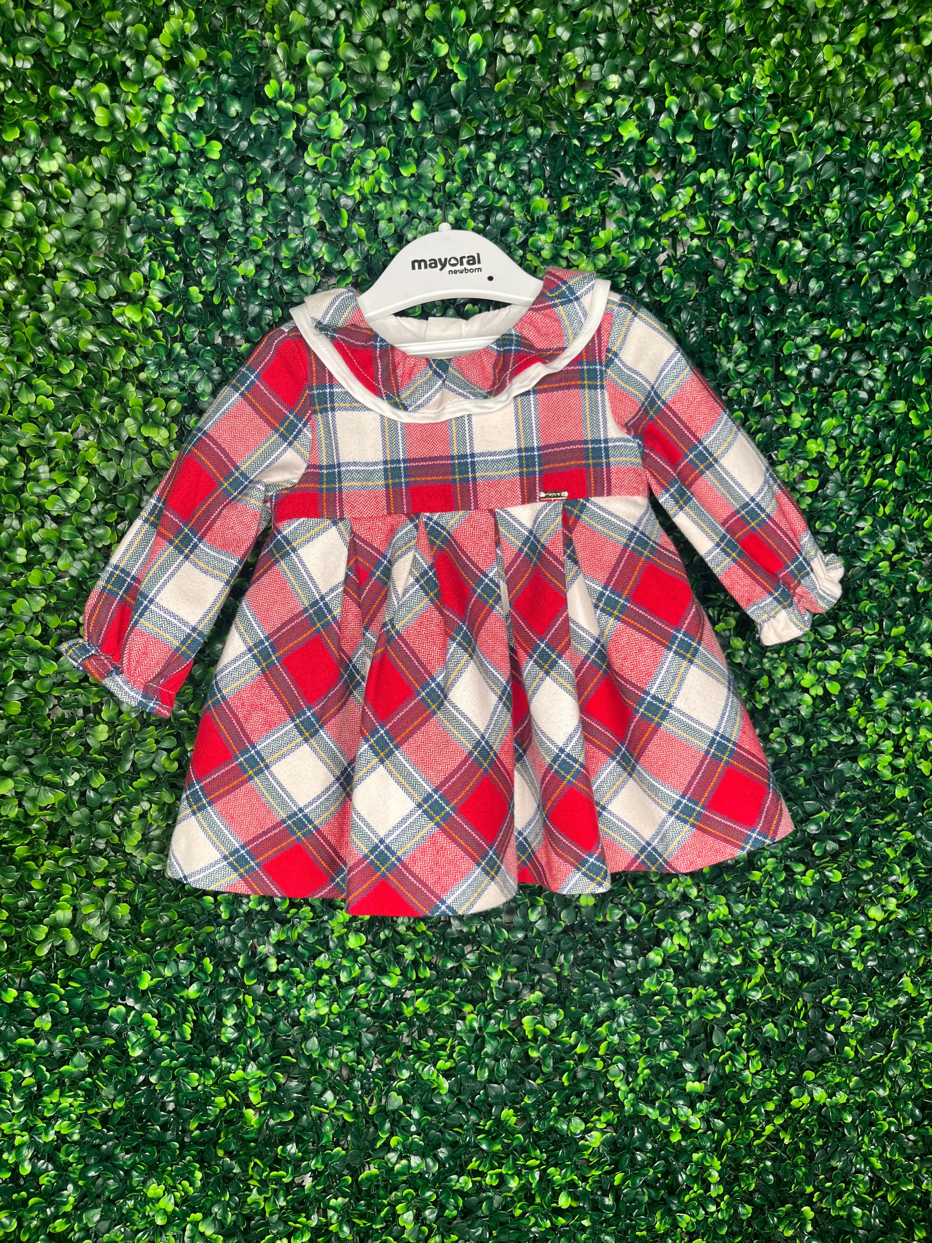 Mayoral Girls' Knitted Plaid Holiday Dress 2808