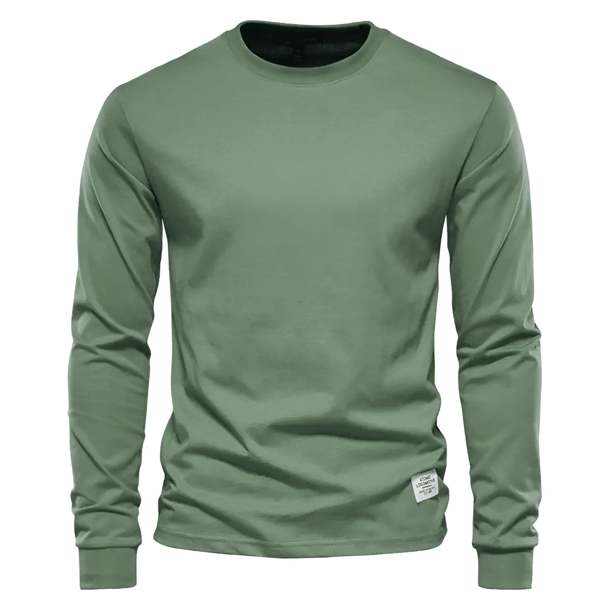 Men's Cotton Pullover Tops Comfortable Anti-Pilling Crew Neck Elastic Cuff Long Sleeve Essential Shirts For Men