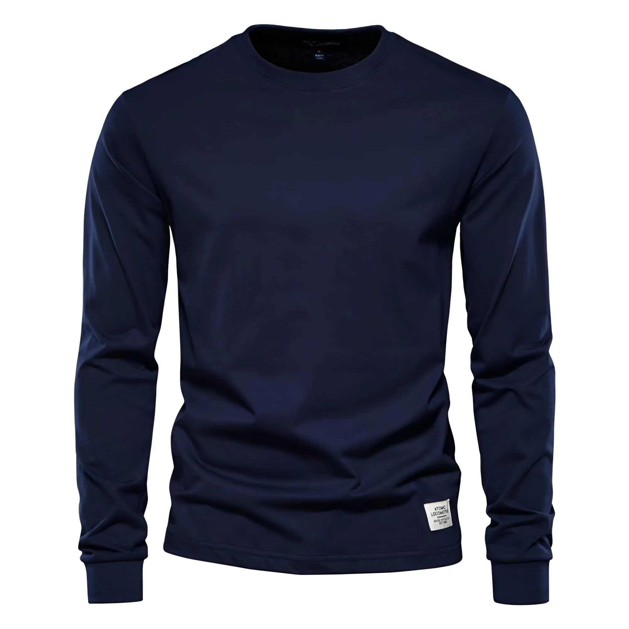 Men's Cotton Pullover Tops Comfortable Anti-Pilling Crew Neck Elastic Cuff Long Sleeve Essential Shirts For Men