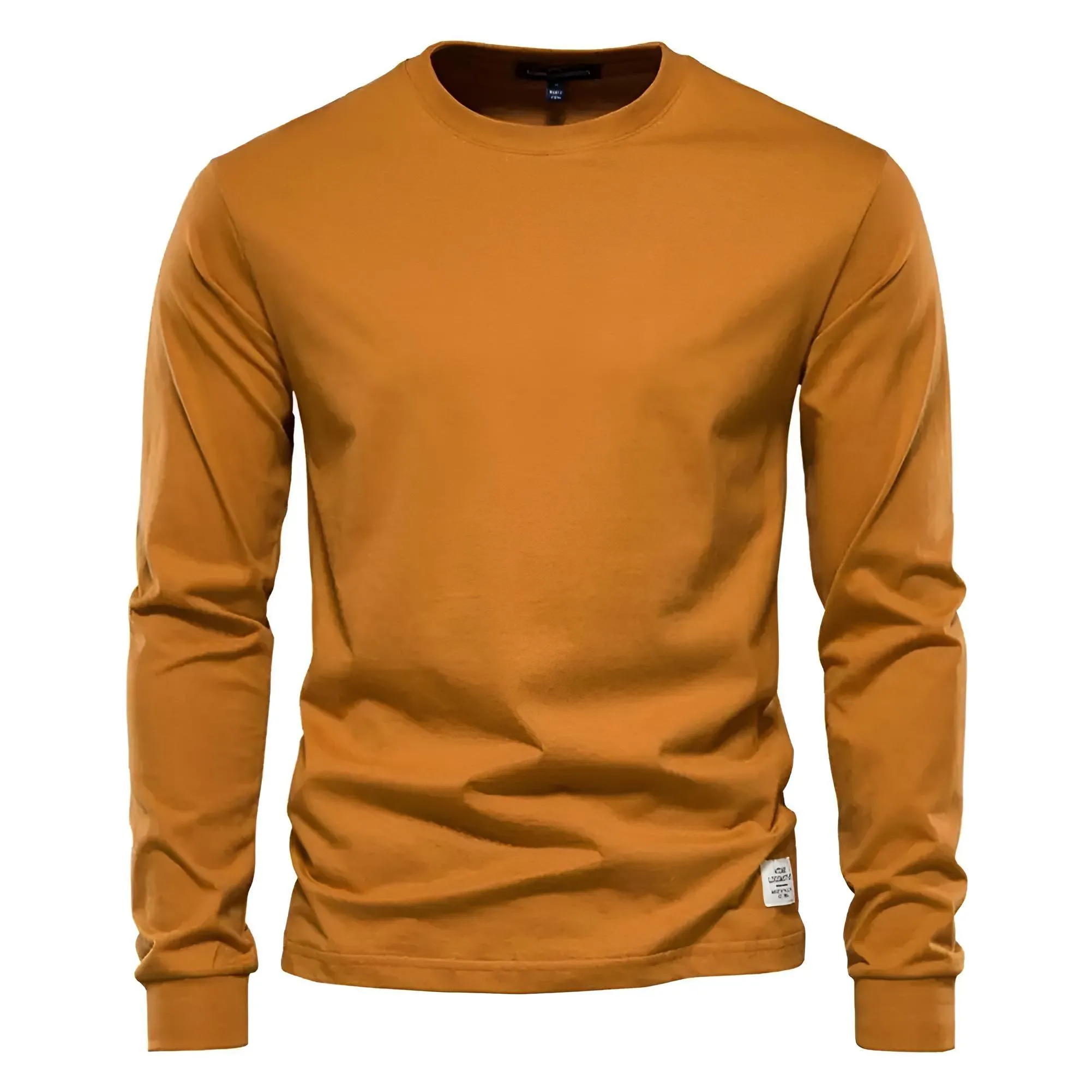 Men's Cotton Pullover Tops Comfortable Anti-Pilling Crew Neck Elastic Cuff Long Sleeve Essential Shirts For Men