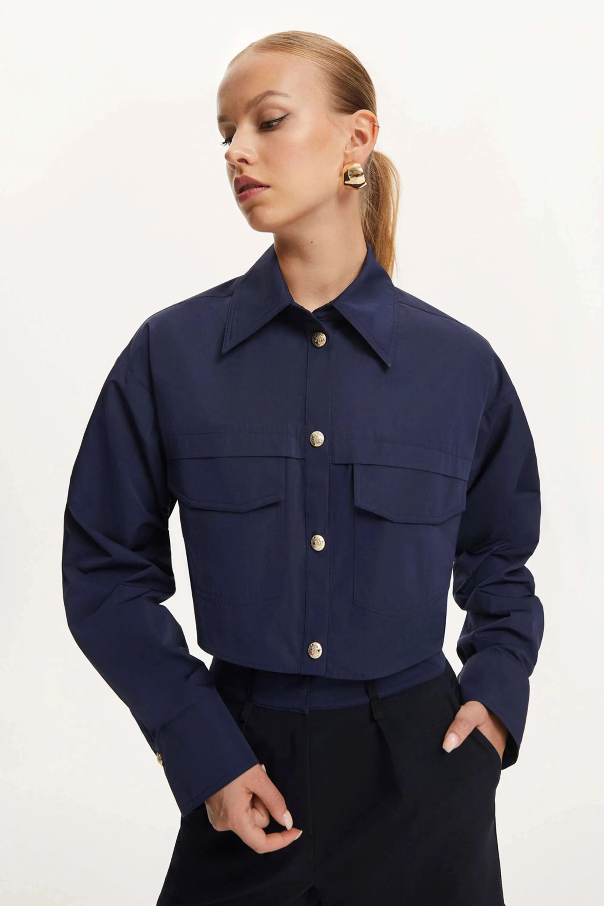 Multi-Pocket Cropped Shirt (Final Sale)