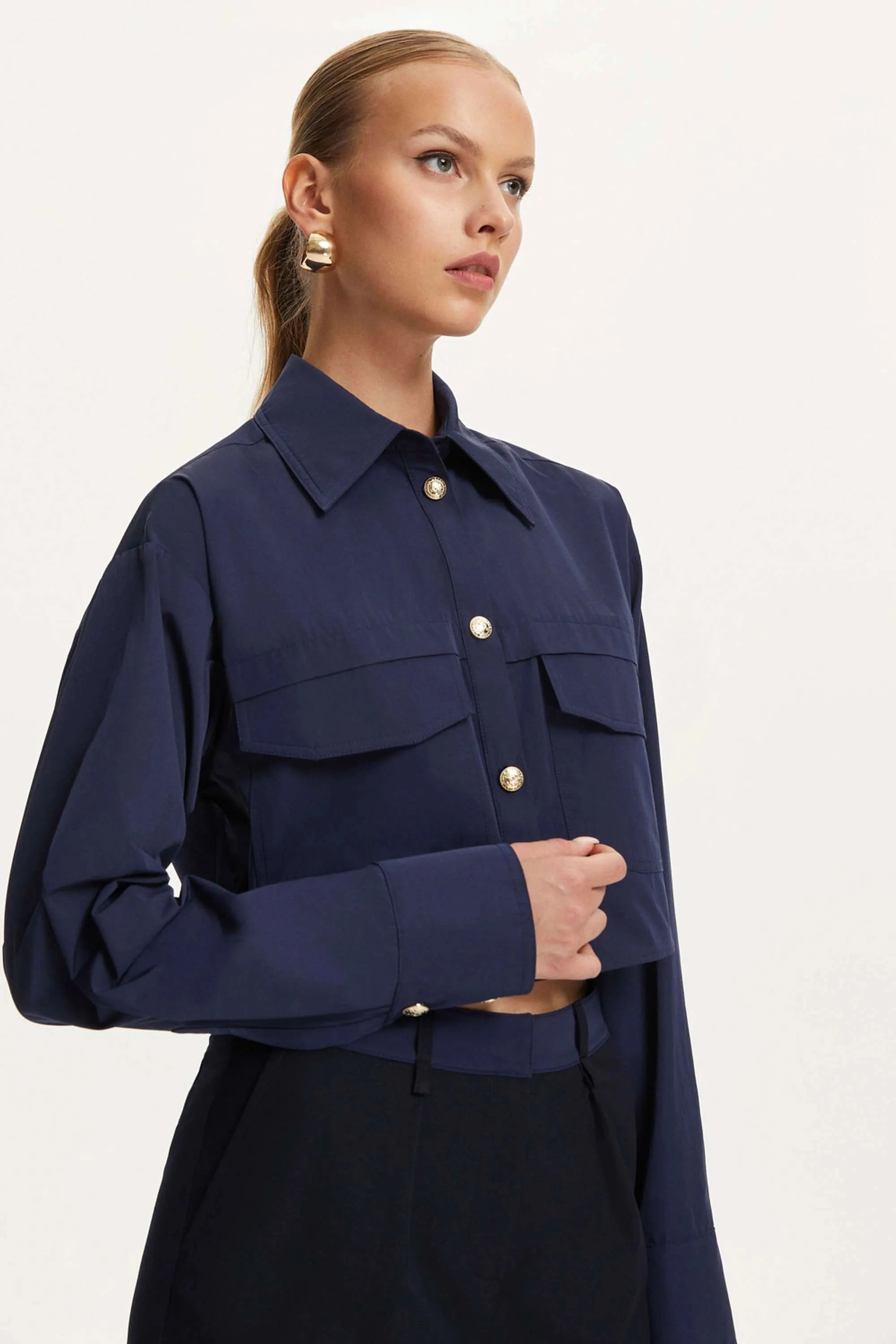 Multi-Pocket Cropped Shirt (Final Sale)