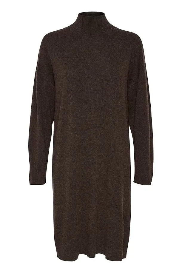 Part Two ClarahPW Knit Long Sleeve Dress in Chocolate Torte