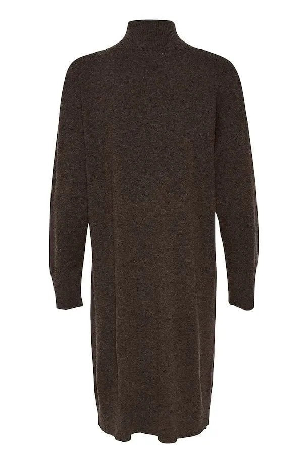 Part Two ClarahPW Knit Long Sleeve Dress in Chocolate Torte