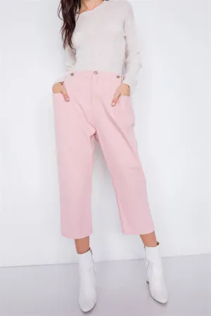 Pastel Chic Solid Ankle Wide Leg Pants