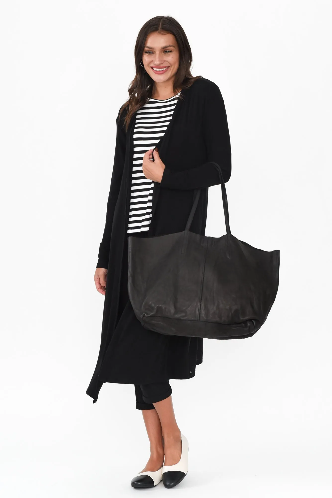 Pearlie Black Longline Cardigan