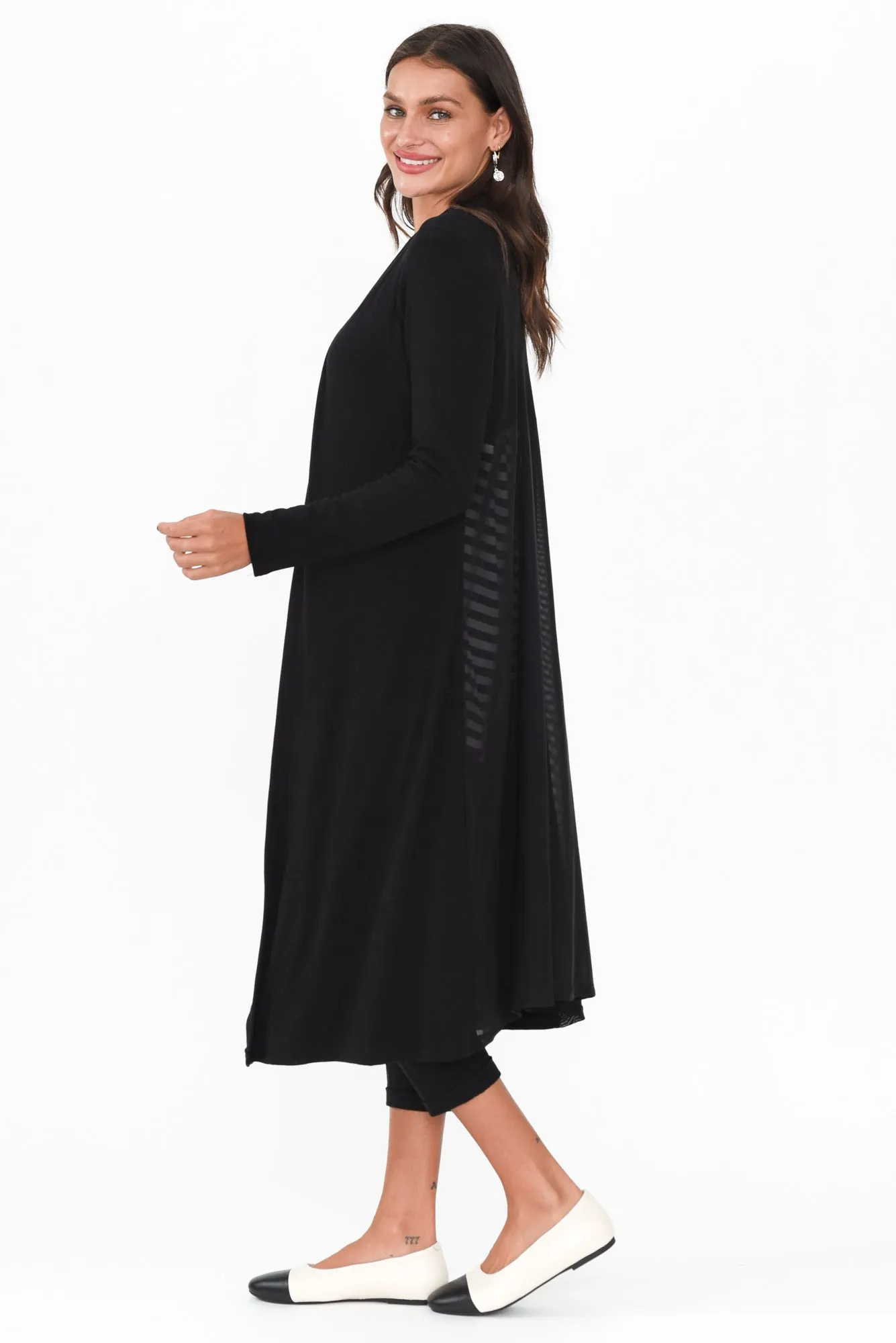 Pearlie Black Longline Cardigan