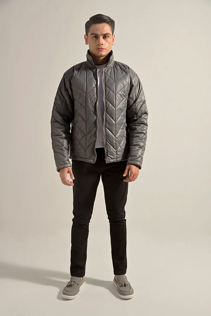 Quilted Puffer Jacket - Grey